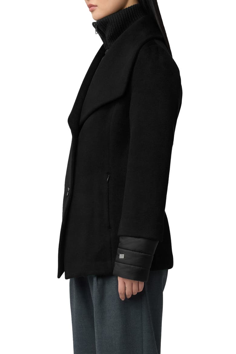 Freida Mixed Media Coat with Removable Puffer Bib, Alternate, color, BLACK