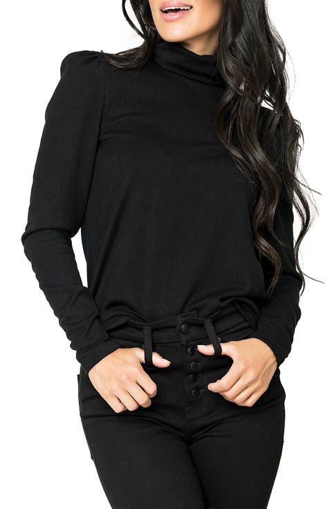 Puff Sleeve Rib Turtleneck