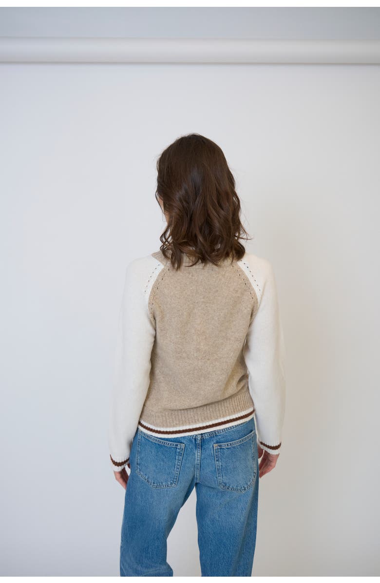 Central Park West Olivia Baseball Sweater, Alternate, color, Oat
