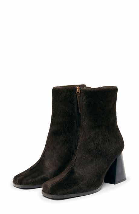 ALOHAS South Genuine Calf Hair Square Toe Ankle Boot