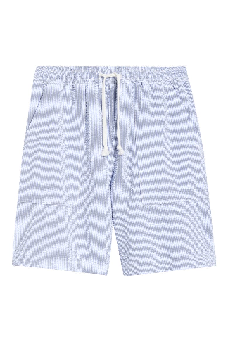 Seersucker Organic Cotton Poplin Drawstring Chef Shorts, Alternate, color, NAVY STRIPE