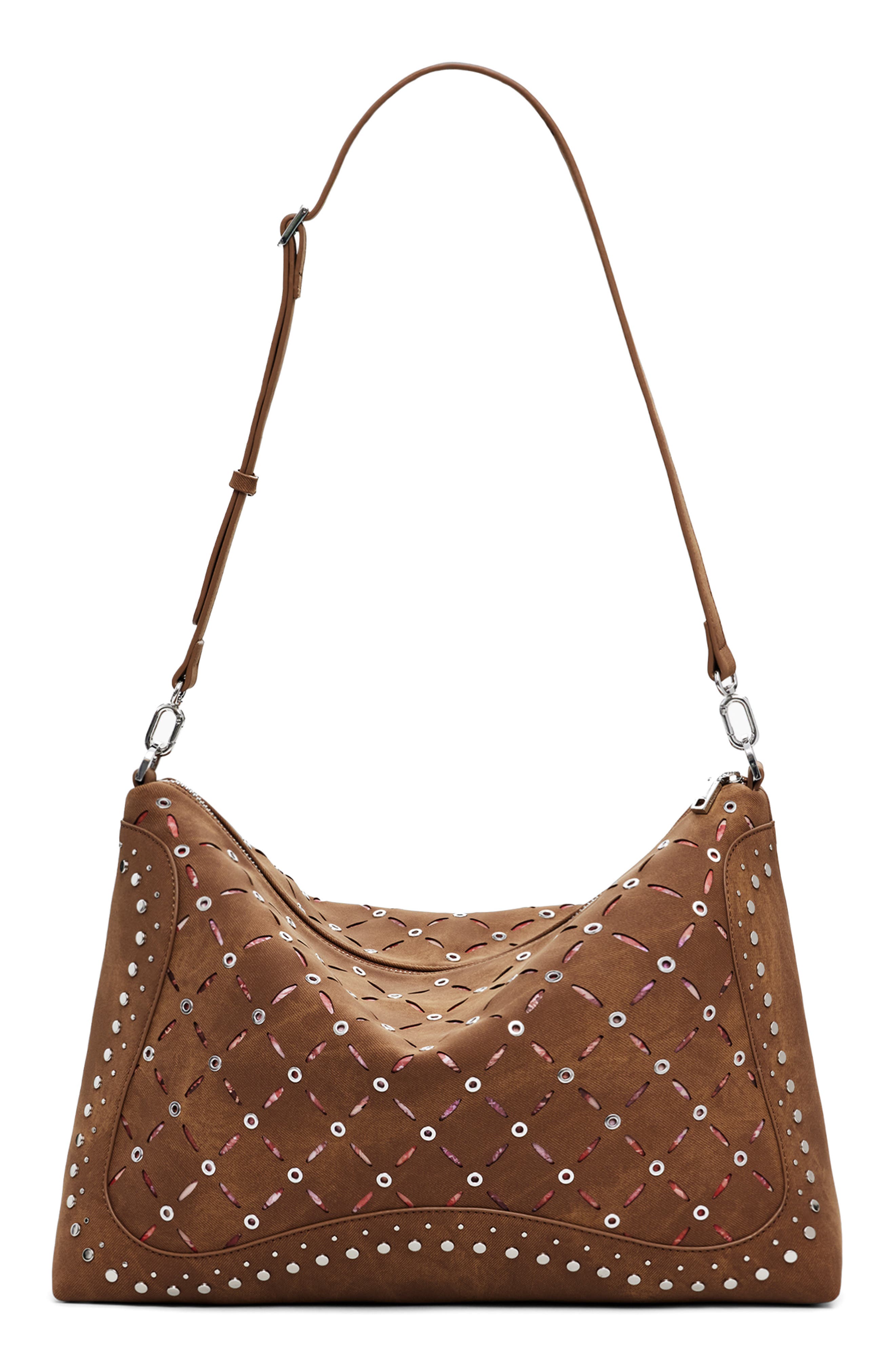 Desigual Faux Leather Shoulder Bag, Alternate, color, Camel