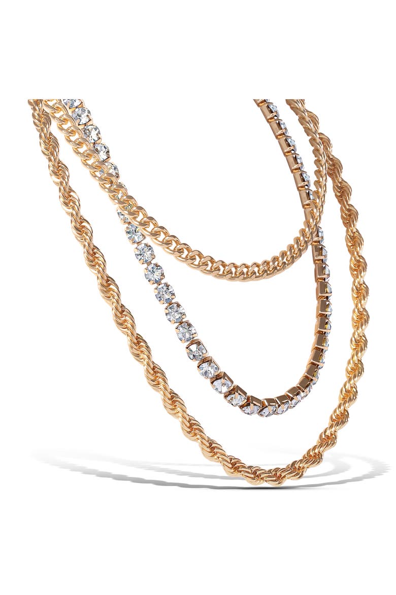 Gold-Tone Layered Necklace, Set Of 3, Alternate, color, Gold