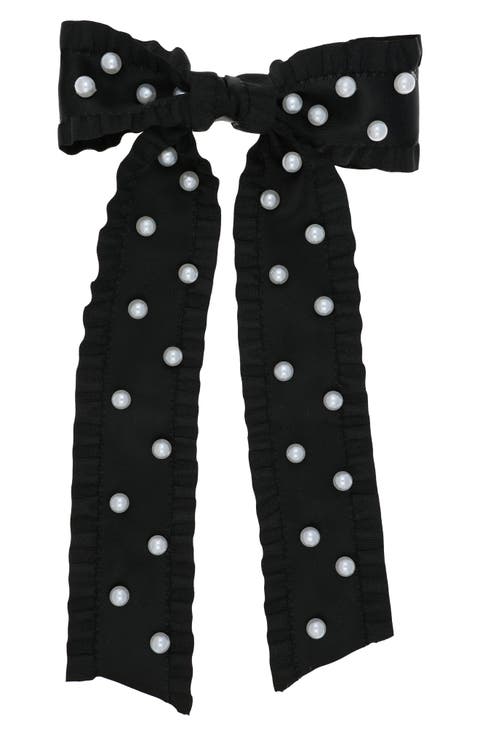 Andrea Imitation Pearl Mini Bow Barrette