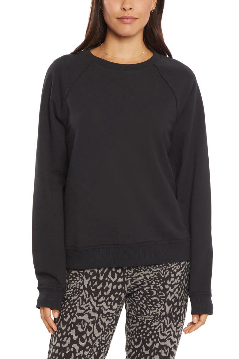 Raglan Sleeve Cotton Blend Sweatshirt, Main, color, BLACK