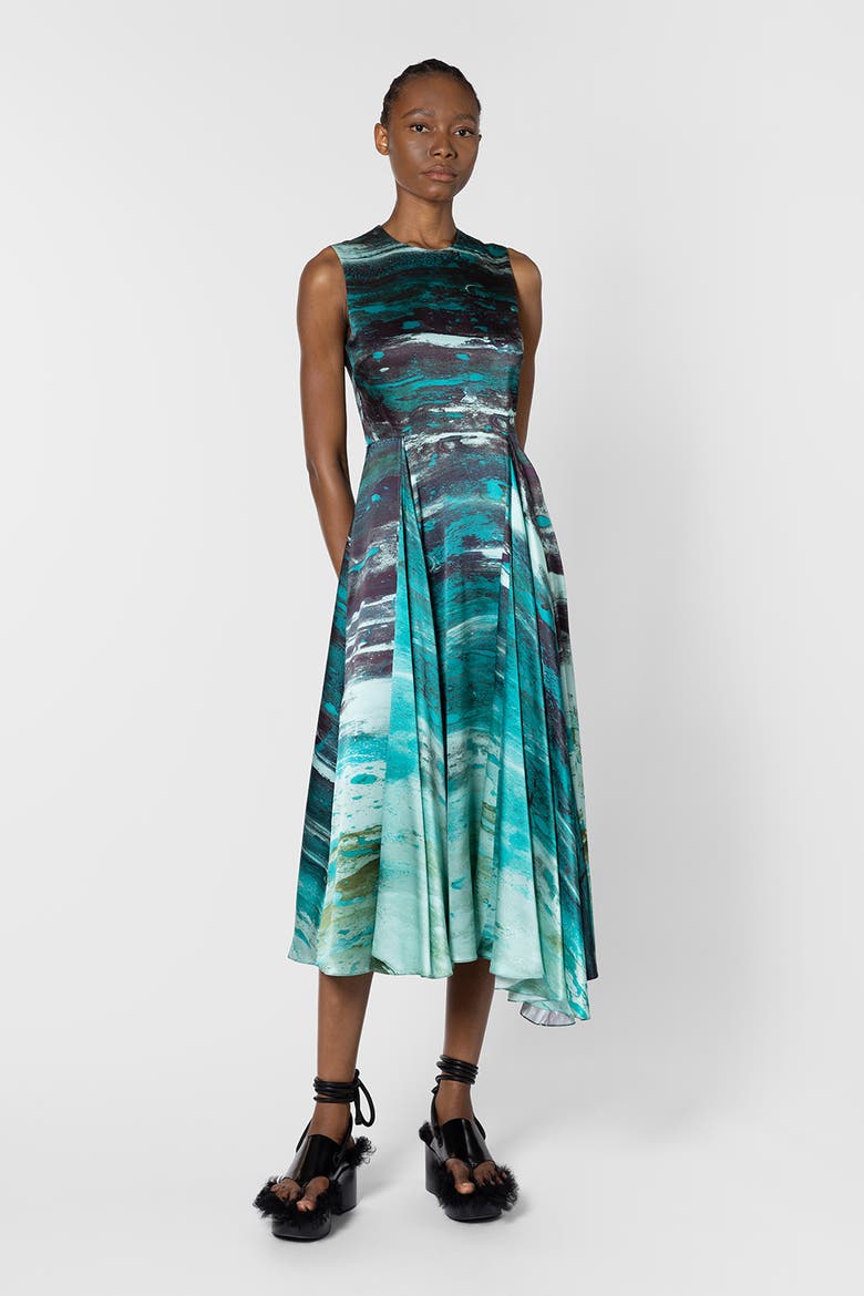 Tera Printed Midi Dress, Main, color, Brush Teal / Mint