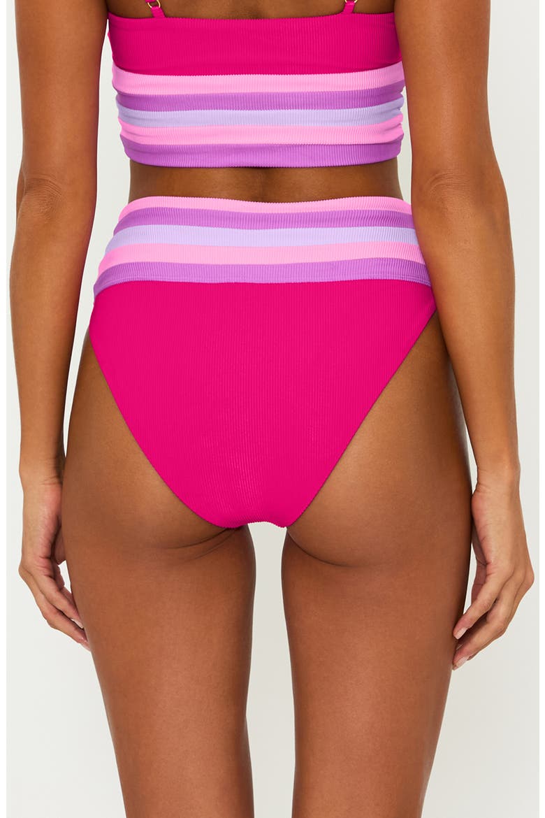 Millie Colorblock High Waist Bikini Bottoms, Alternate, color, RASPBERRY COLORBLOCK