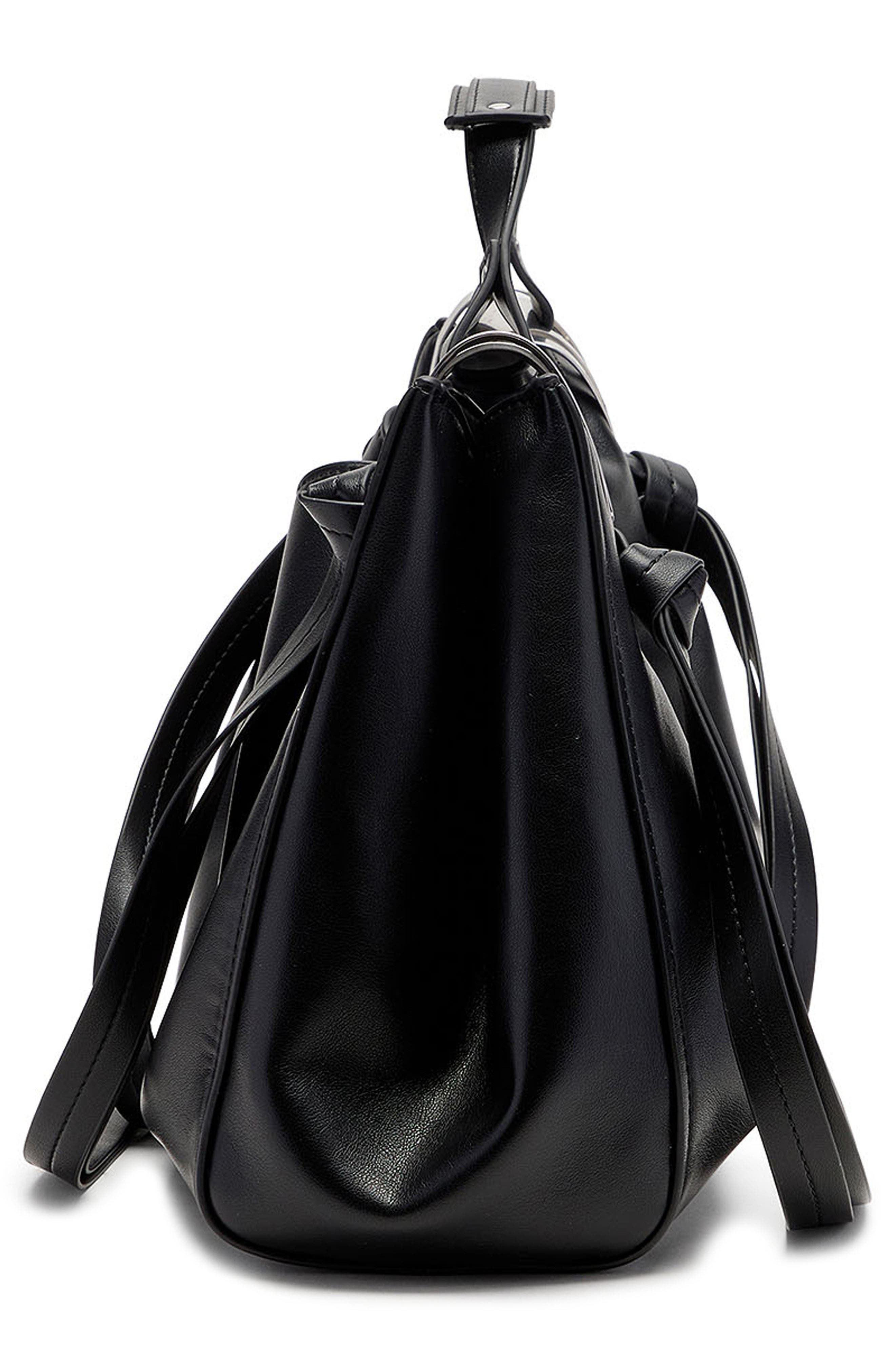 DIESEL<sup>®</sup> Medium Knot-D Top Handle Faux Leather Handbag, Alternate, color, Black