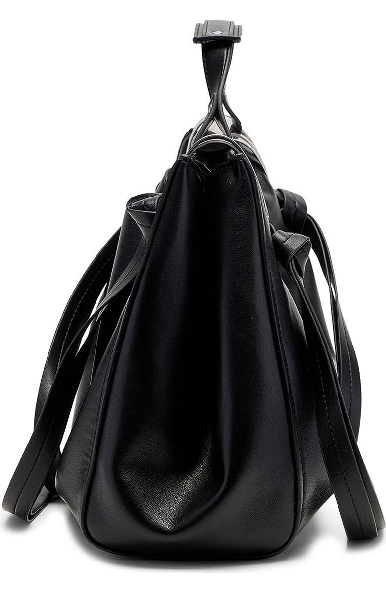 DIESEL<sup>®</sup> Medium Knot-D Top Handle Faux Leather Handbag, Alternate, color, Black