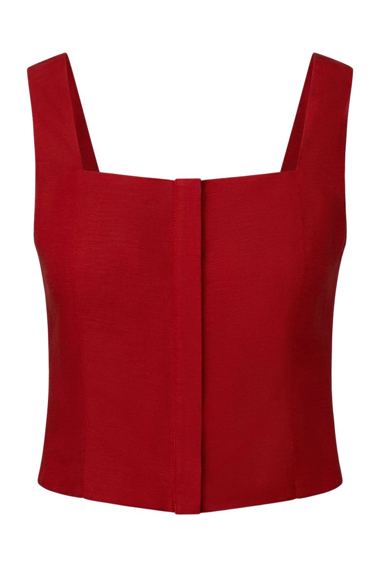 Air Linen Square Neck Top, Alternate, color, DARK RED