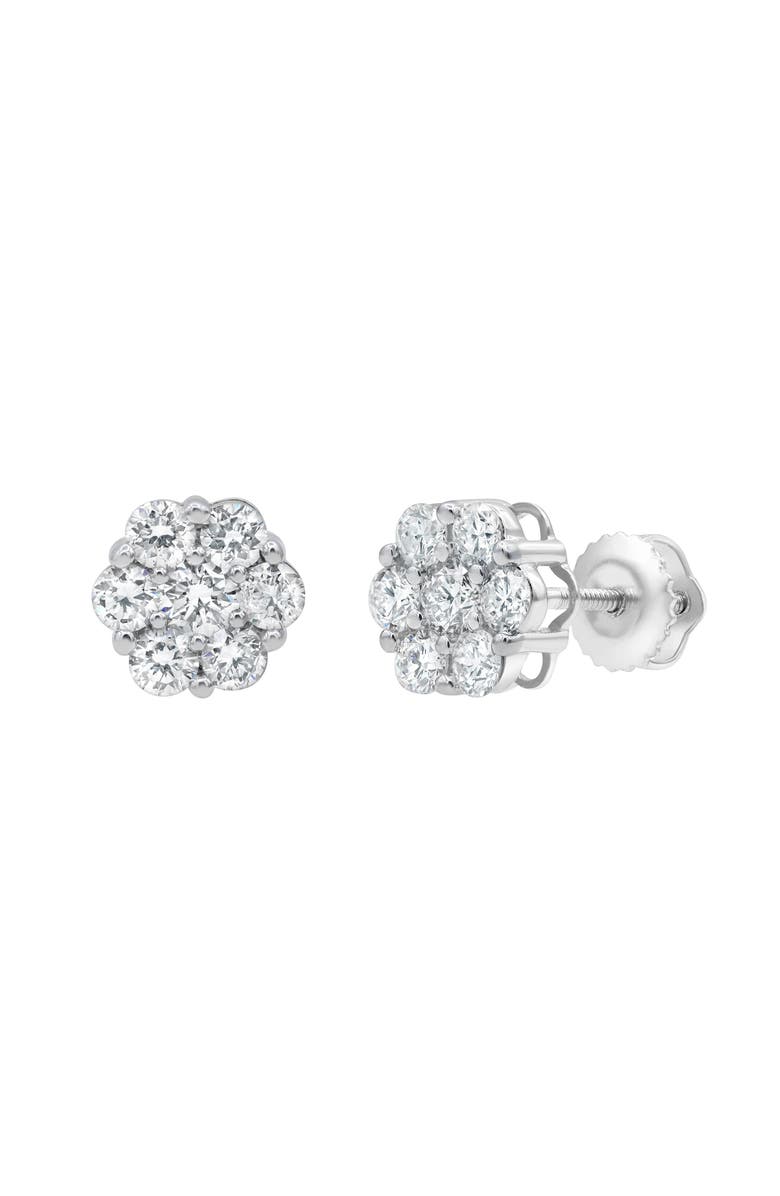 LuvMyJewelry Starlet 14K White Gold Flower Cluster Diamond Unisex Earrings - 0.39 Ct, Main, color, 14K White Gold