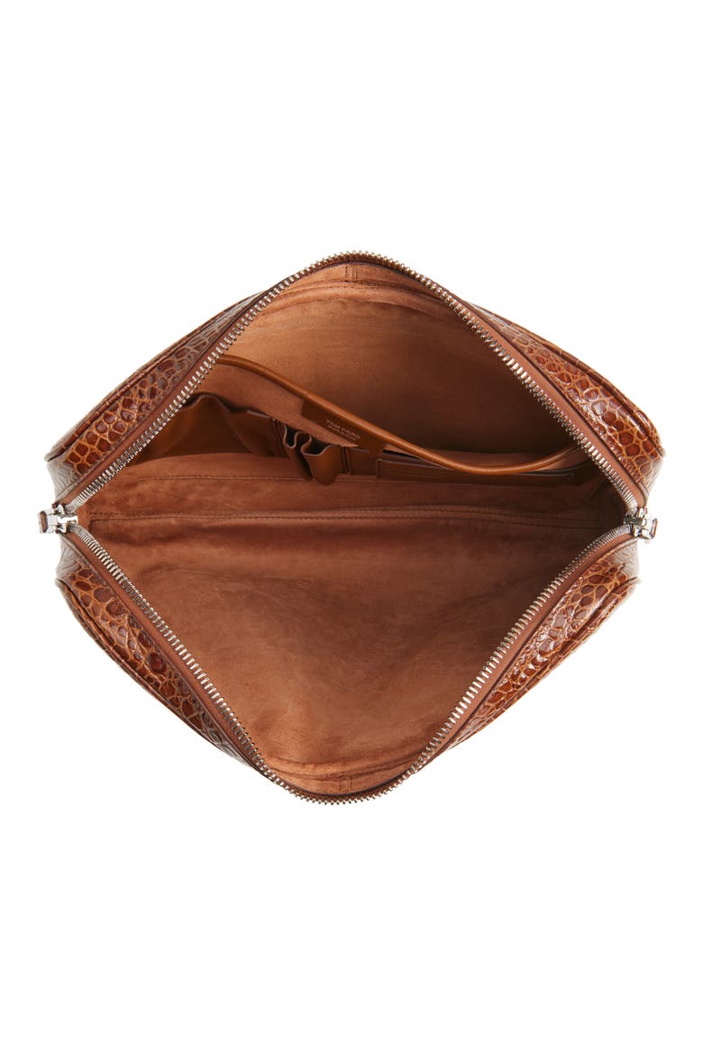 Croc Embossed Leather Laptop Case, Alternate, color, CARAMEL
