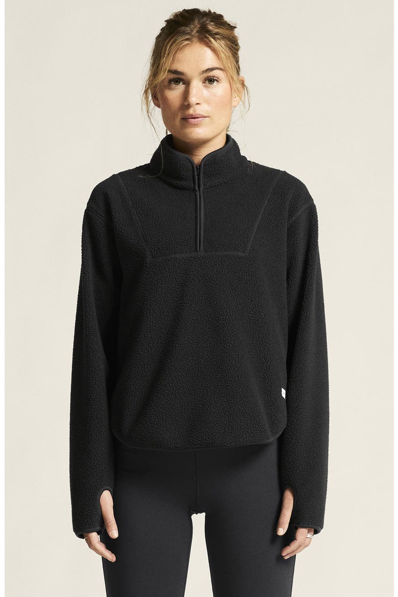 Join High Pile Fleece Half Zip Pullover, Alternate, color, BLACK