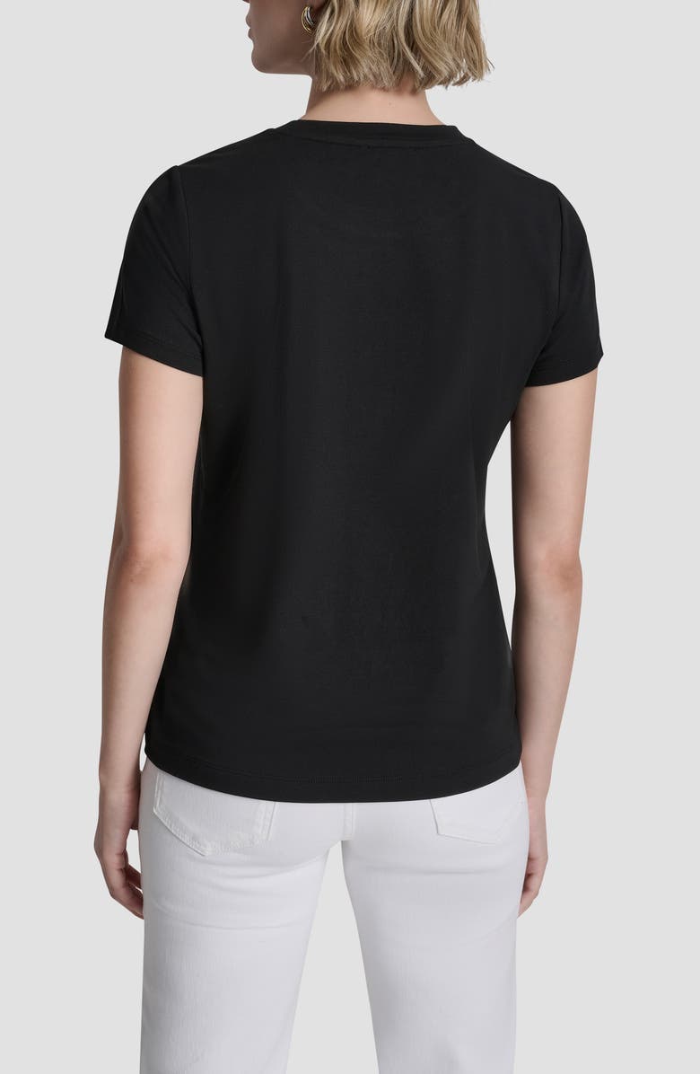DKNY Metallic Embroidered Cotton T-Shirt, Alternate, color, Black