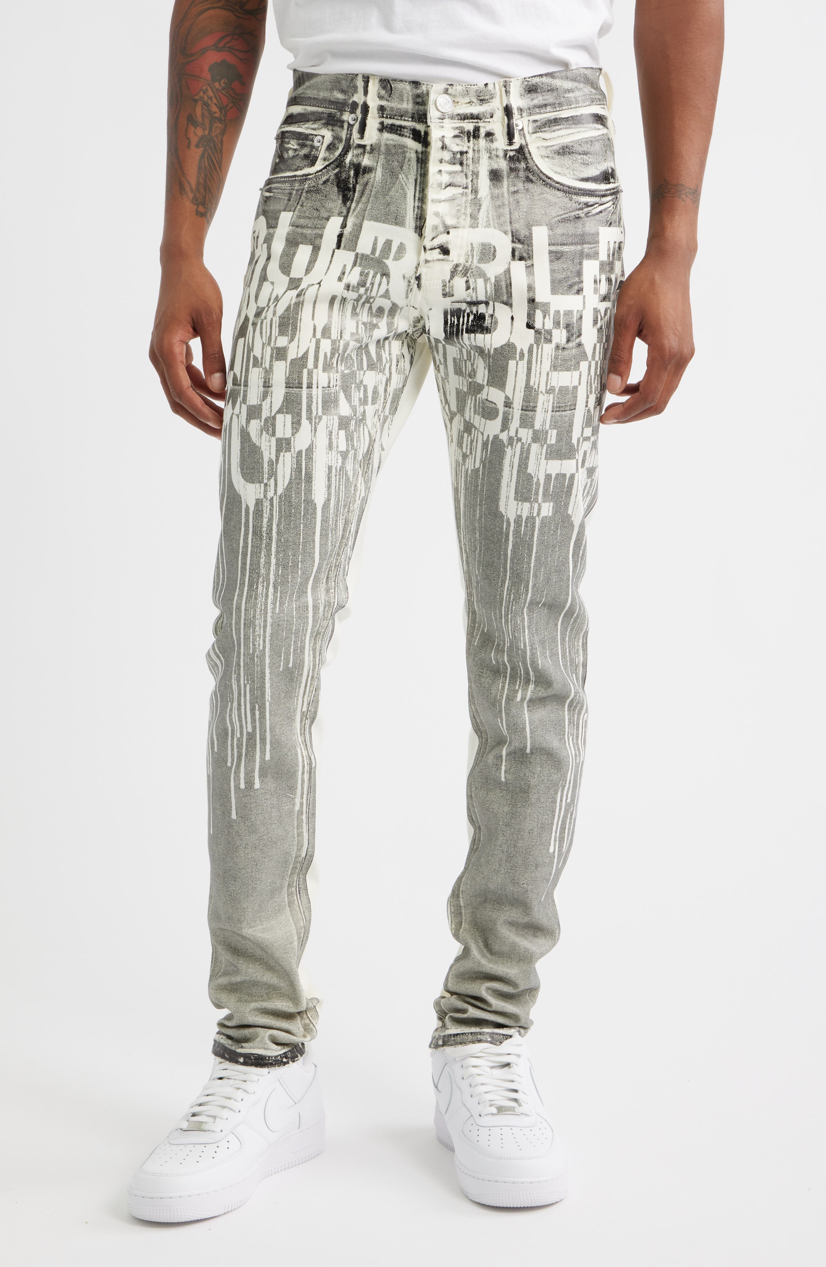 PURPLE BRAND Reverse Black Foil Skinny Jeans