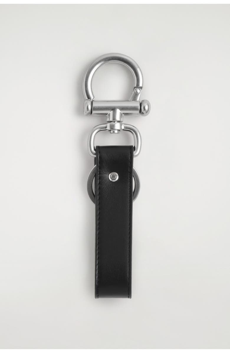 COS Leather Keyring, Alternate, color, Black