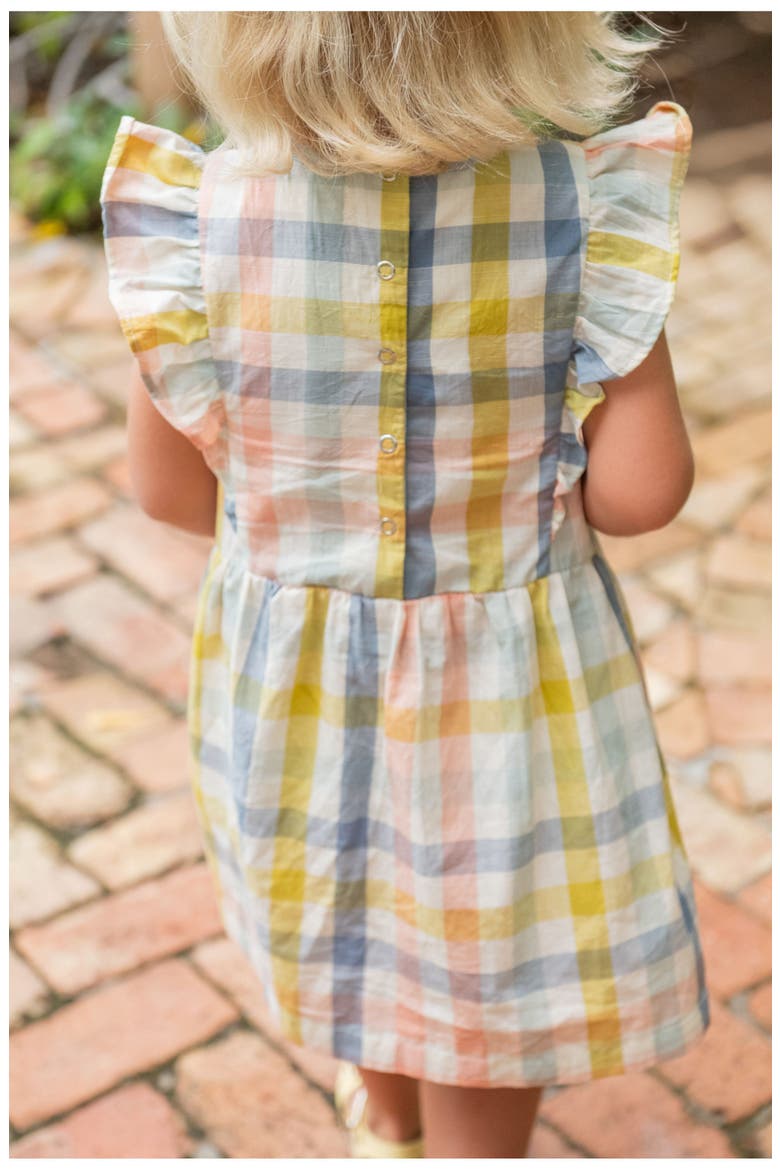 Kids' Checkmate Flutter Sleeve Organic Cotton Dress, Alternate, color, PICNIC