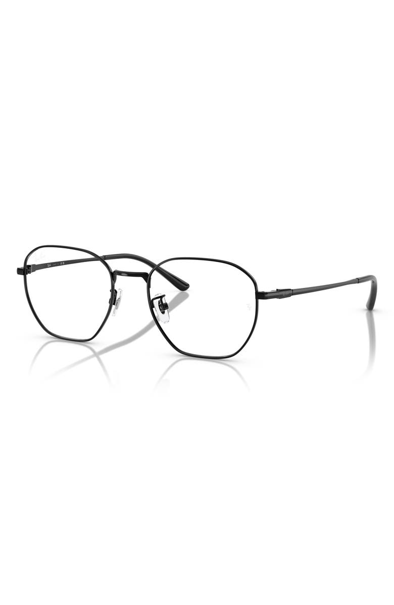 Ray-Ban 53mm Irregular Optical Glasses, Alternate, color, Black