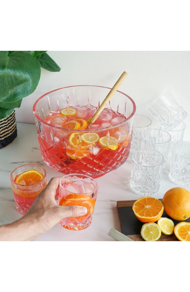 Viski Admiral Crystal 9-Piece Punch Bowl & Tumbler Set, Alternate, color, Clear