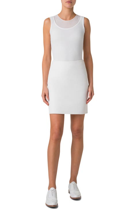 High Waist Double Face Cotton & Silk Skirt