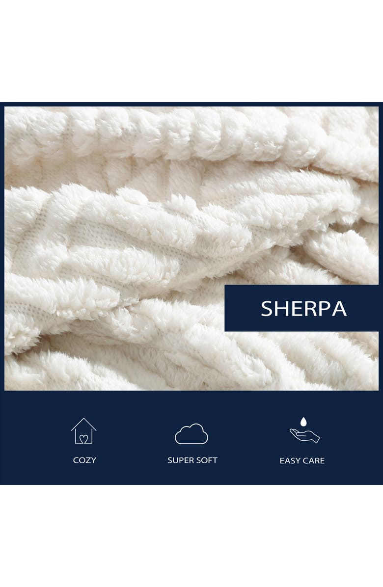 Nautica Declan Faux Shearling Throw Blanket, Alternate, color, Beige