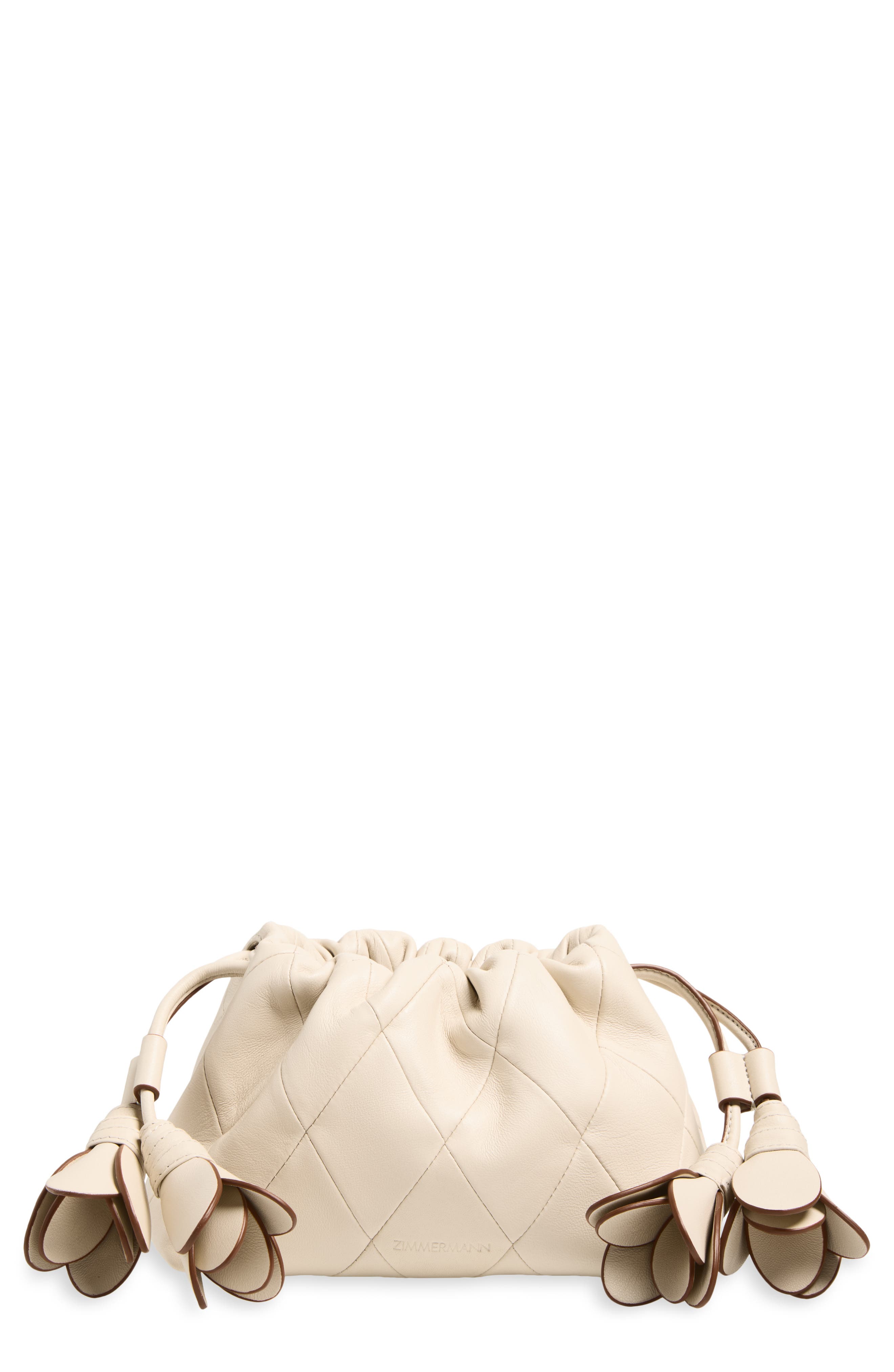 Zimmermann Small Cloud 91 Leather Clutch, Main, color, Milk