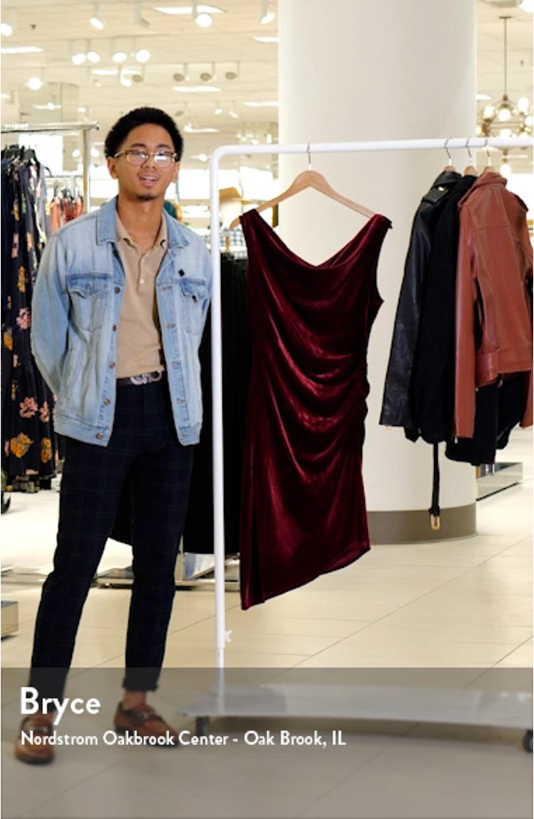 Drape Neck Stretch Velvet Cocktail Dress, sales video thumbnail