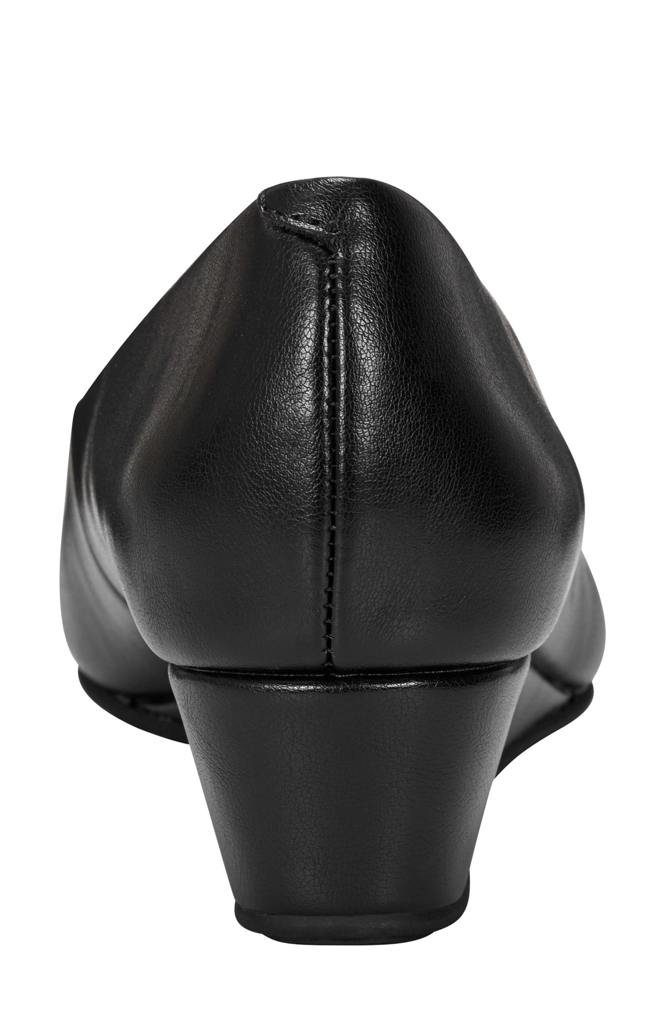 Peep Toe Wedge Pump, Alternate, color, BLACK SMOOTH