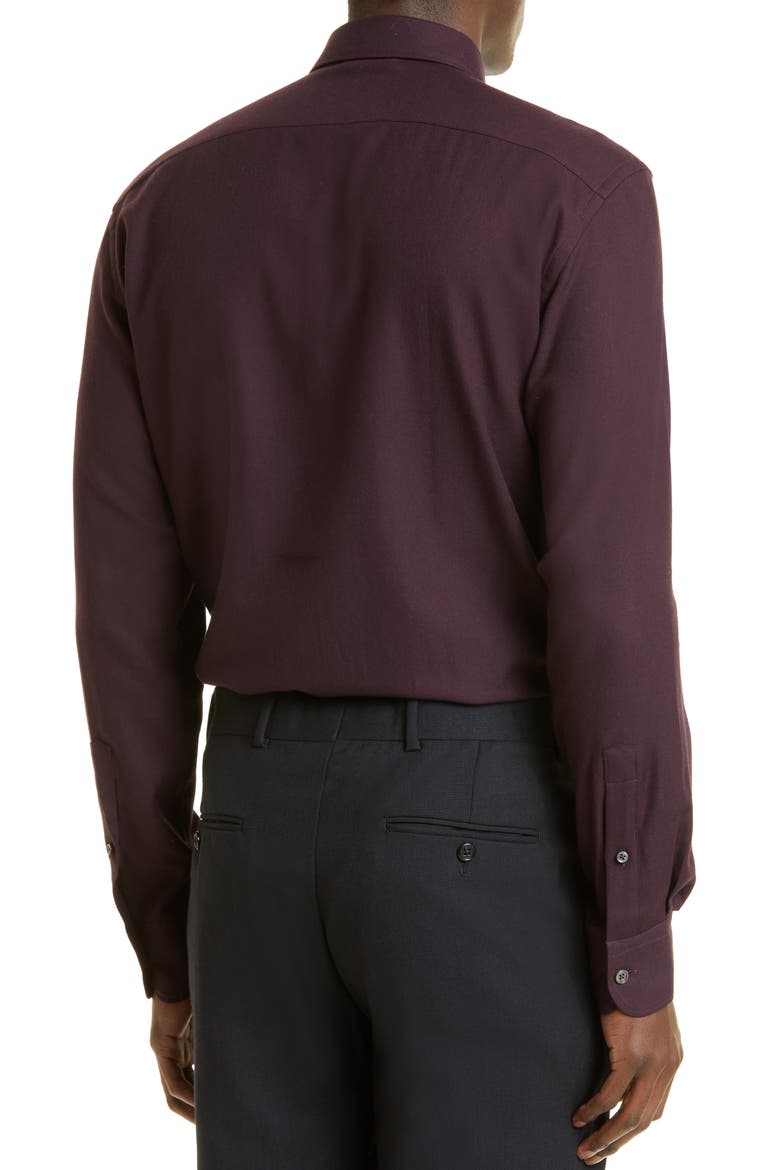 Cotton & Cashmere Button-Up Shirt, Alternate, color, PLUM