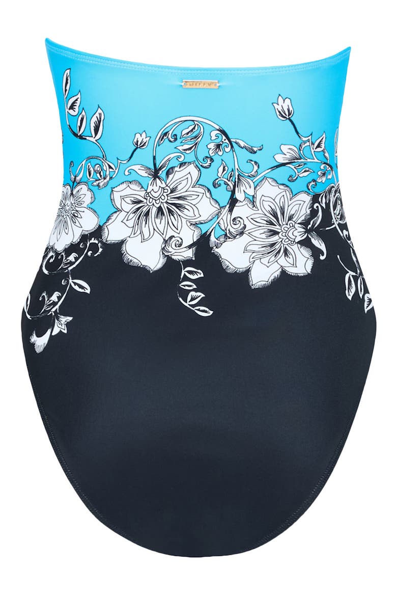 Floral Strapless One-Piece Swimsuit, Alternate, color, BLUE BLACK