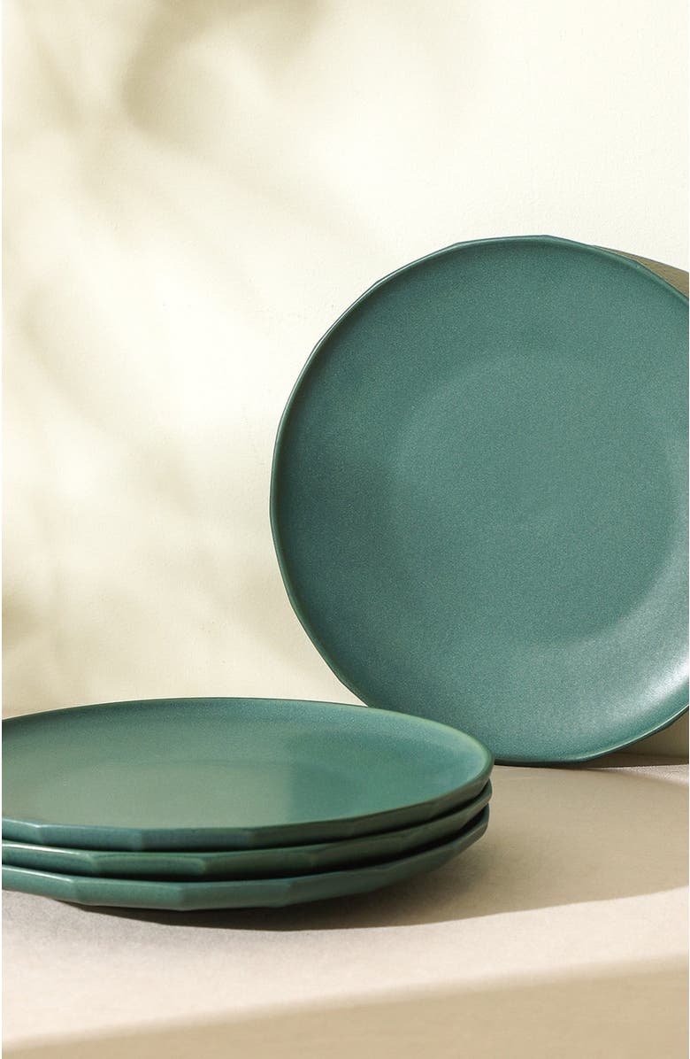 Stone Lain Rio Stoneware 4-Piece Dinner Plate Set, Alternate, color, Green