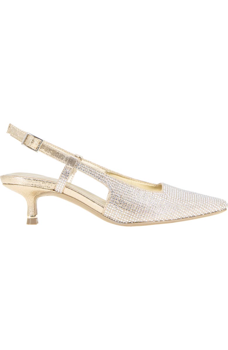 Kenneth Cole Martha Crystals Slingback Kitten Heel Pump, Alternate, color, Gold Fabric