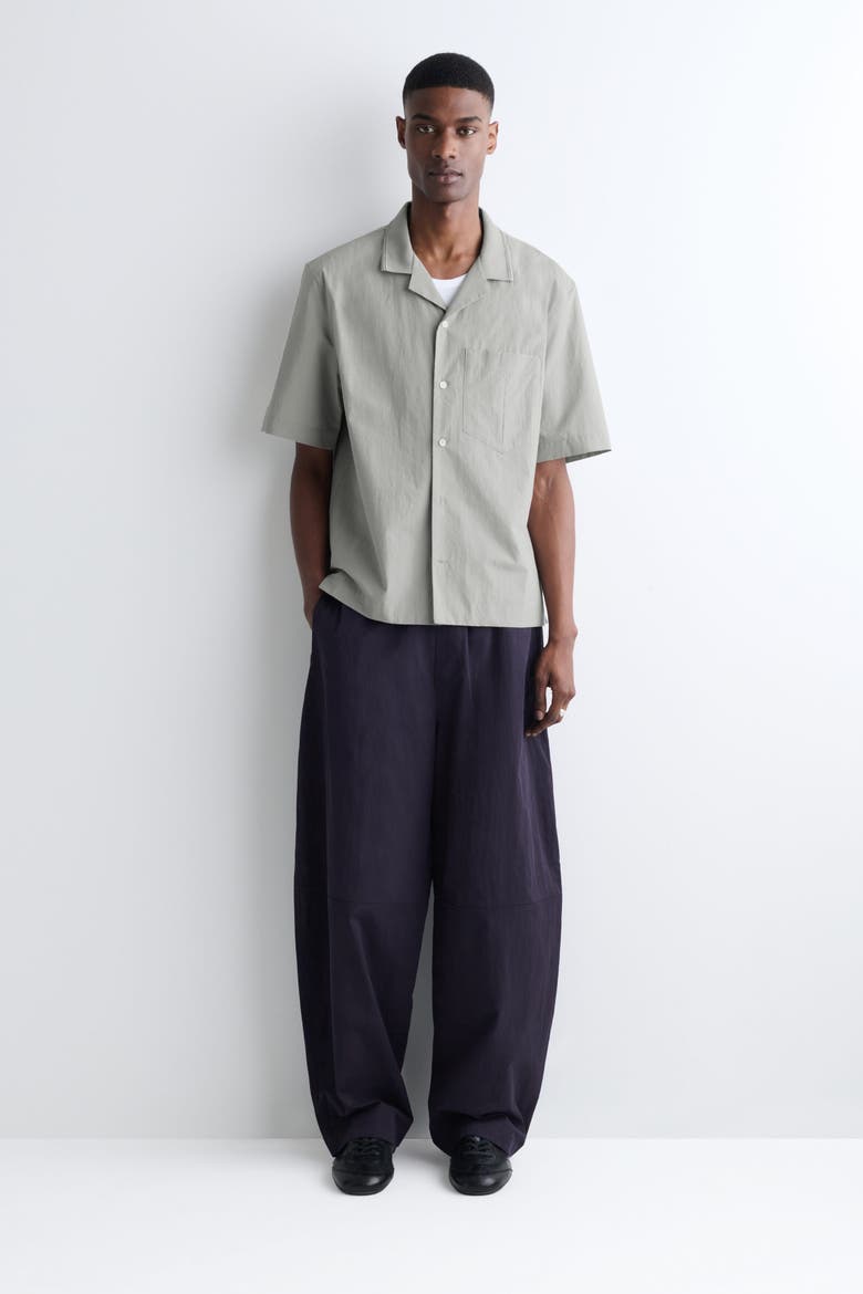 Camp-collar Cotton Shirt, Alternate, color, LIGHT GRAY