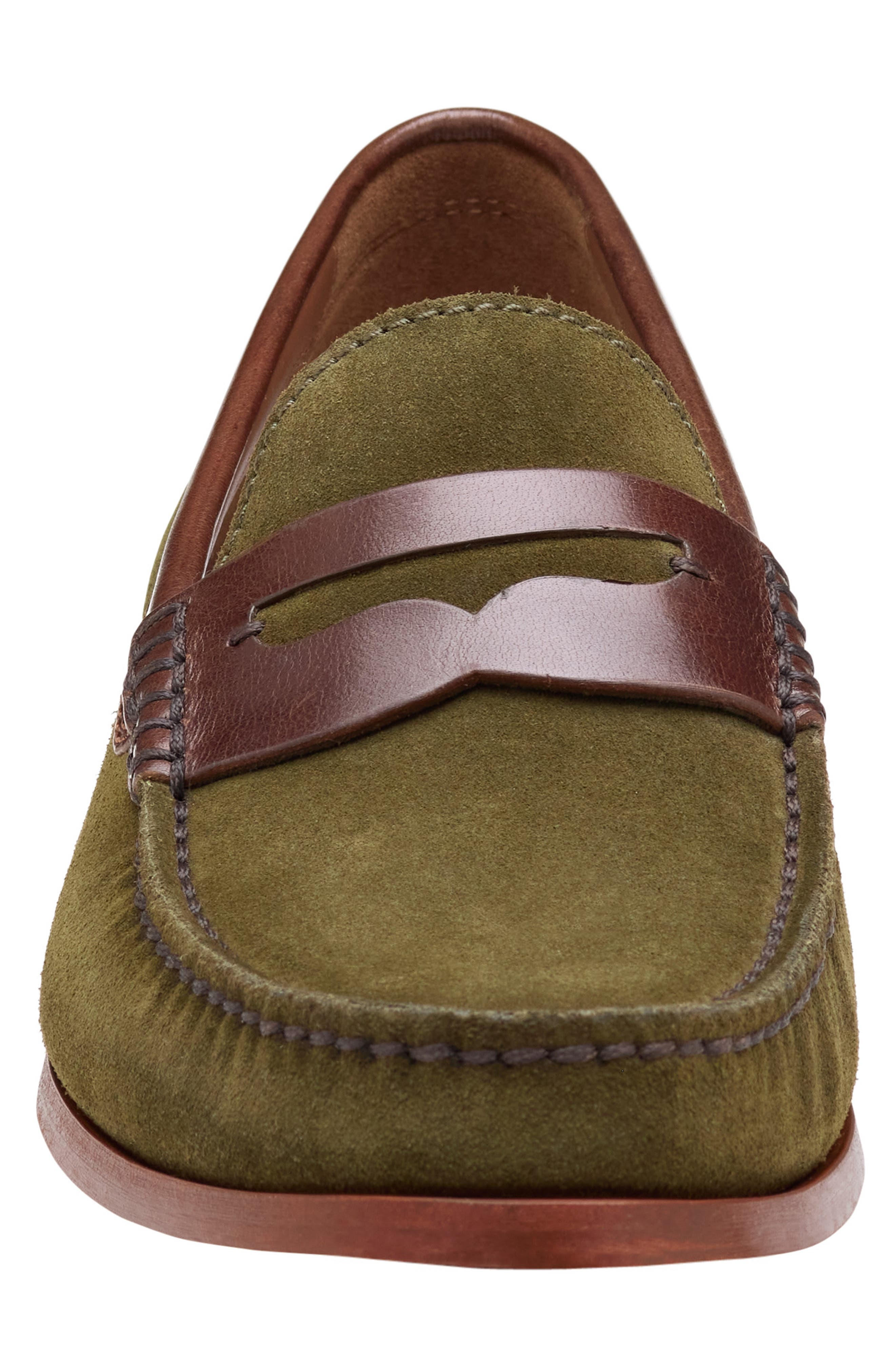 Baldwin Penny Loafer, Alternate, color, OLIVE WAXED ENGLISH SUEDE