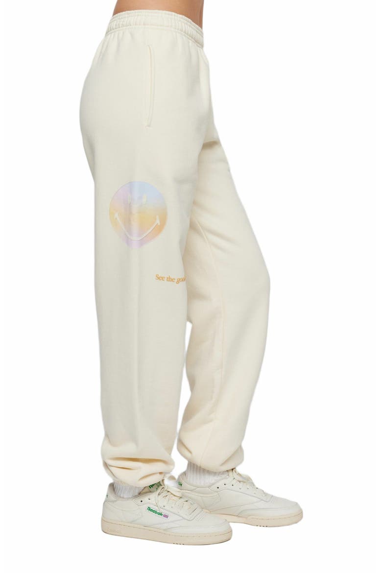 Smiley Radiate Happiness Sweatpants, Alternate, color, BONE