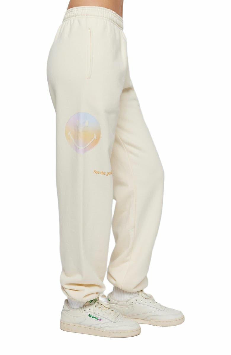 Samii Ryan | Smiley Radiate Happiness Sweatpants , Ivory , Large , 4, Alternate, color, Bone