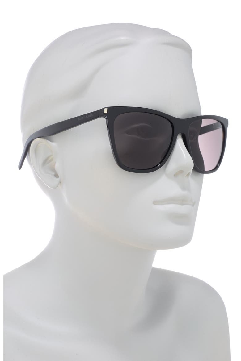 58mm Cat Eye Sunglasses, Alternate, color, BLACK / BLACK