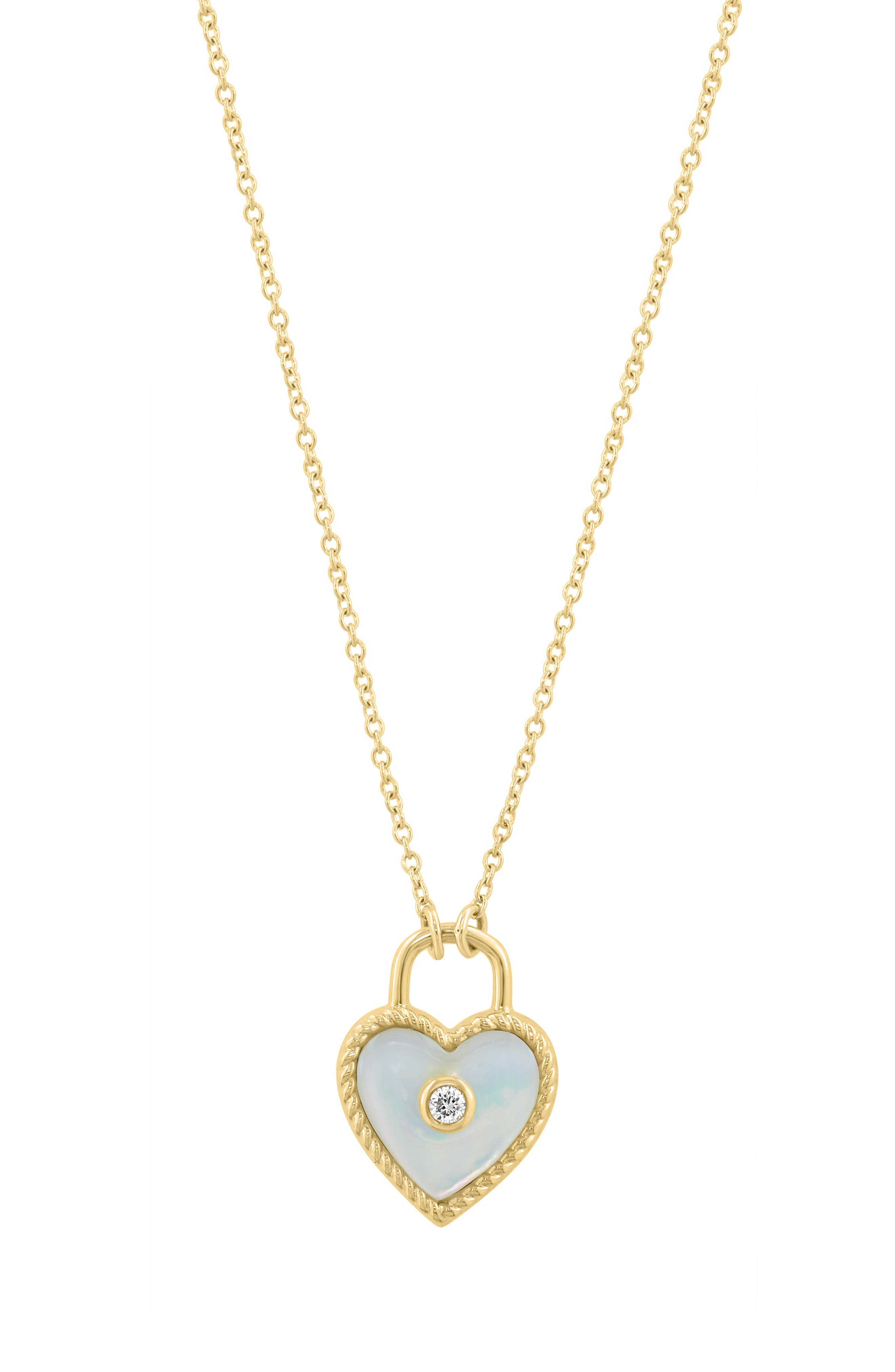 EFFY Diamond & Mother of Pearl Heart Necklace