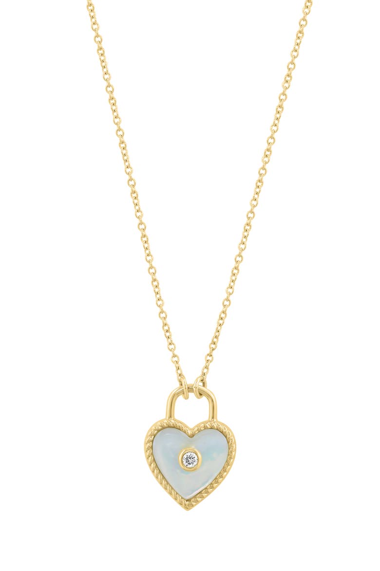 Diamond & Mother of Pearl Heart Necklace, Main, color, GOLD/ MOP