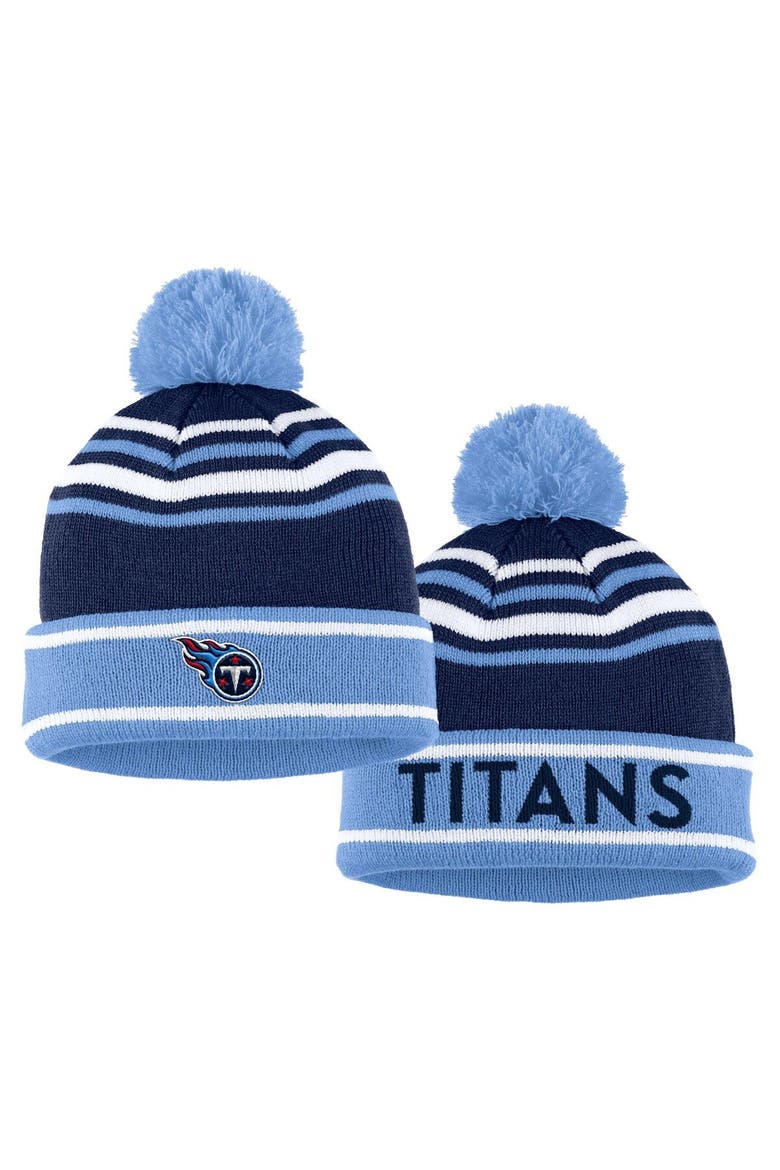 Women's WEAR by Erin Andrews Navy Tennessee Titans Colorblock Cuffed Knit Hat with Pom and Scarf Set, Alternate, color, Navy