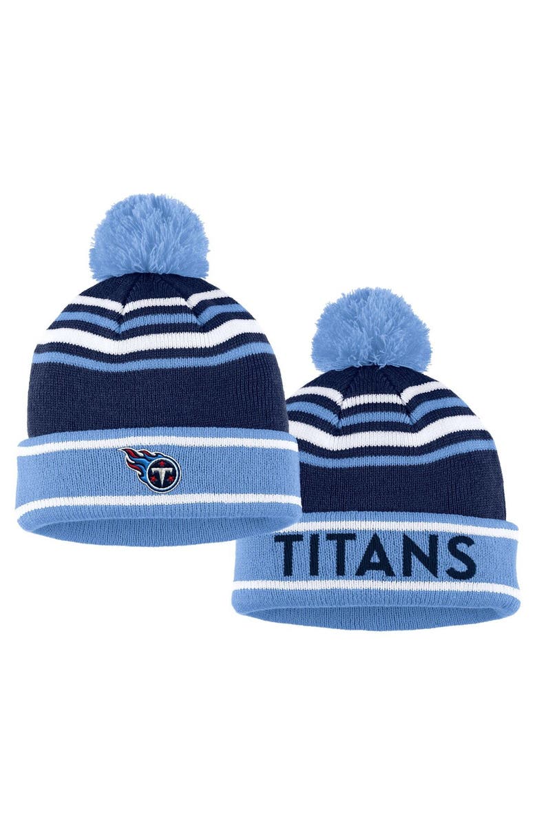 WEAR by Erin Andrews Women's WEAR by Erin Andrews Navy Tennessee Titans Colorblock Cuffed Knit Hat with Pom and Scarf Set, Alternate, color, Navy