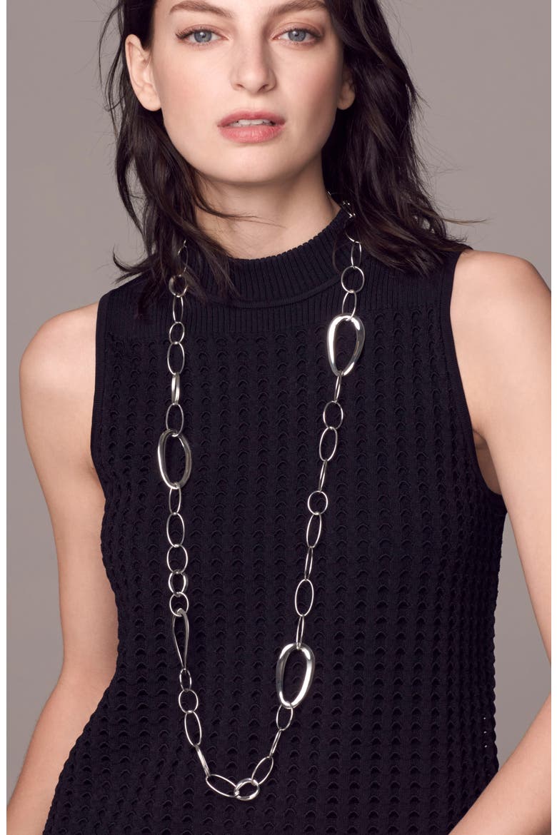 'Cherish' Wavy Oval Chain Necklace, Alternate, color, SILVER