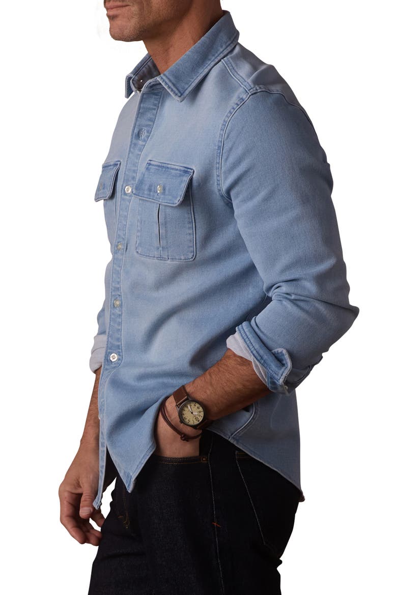 Comfort Terry Cloth Shirt Jacket, Alternate, color, LIGHT WASH