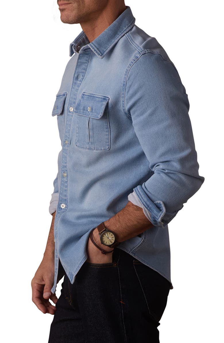 The Normal Brand Comfort Terry Cloth Shirt Jacket, Alternate, color, Light Wash