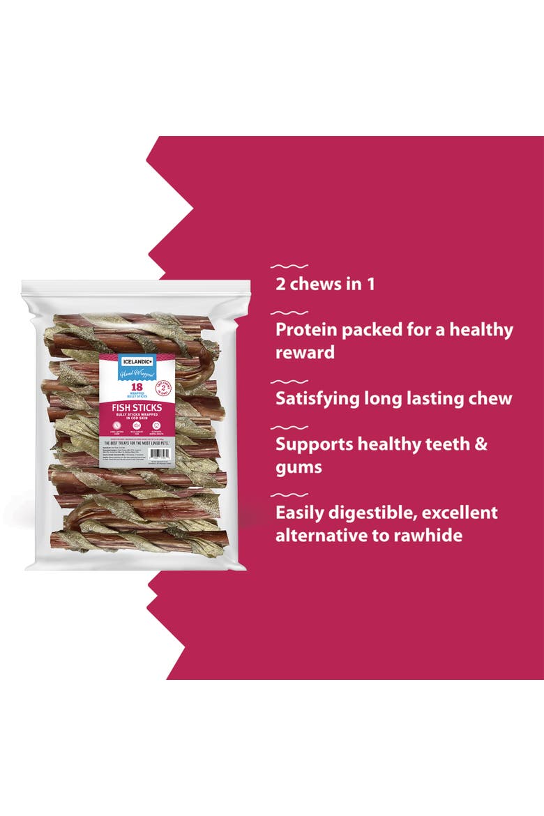 Fish Sticks - Bully Stick Wrapped In Cod Skin - 18 Pack, 6 Inch, Alternate, color, Multicolored