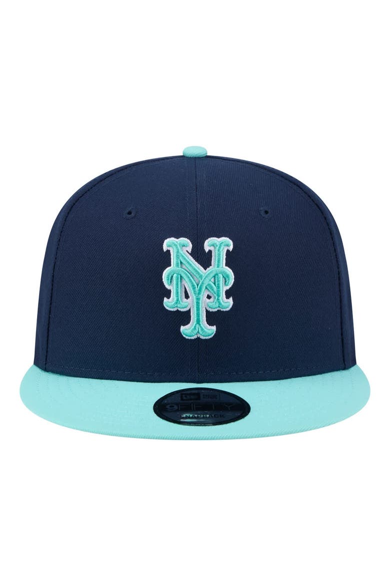 Men's New Era Navy/Turquoise New York Mets Two-Tone Color Pack 9FIFTY Snapback Hat, Alternate, color, Navy