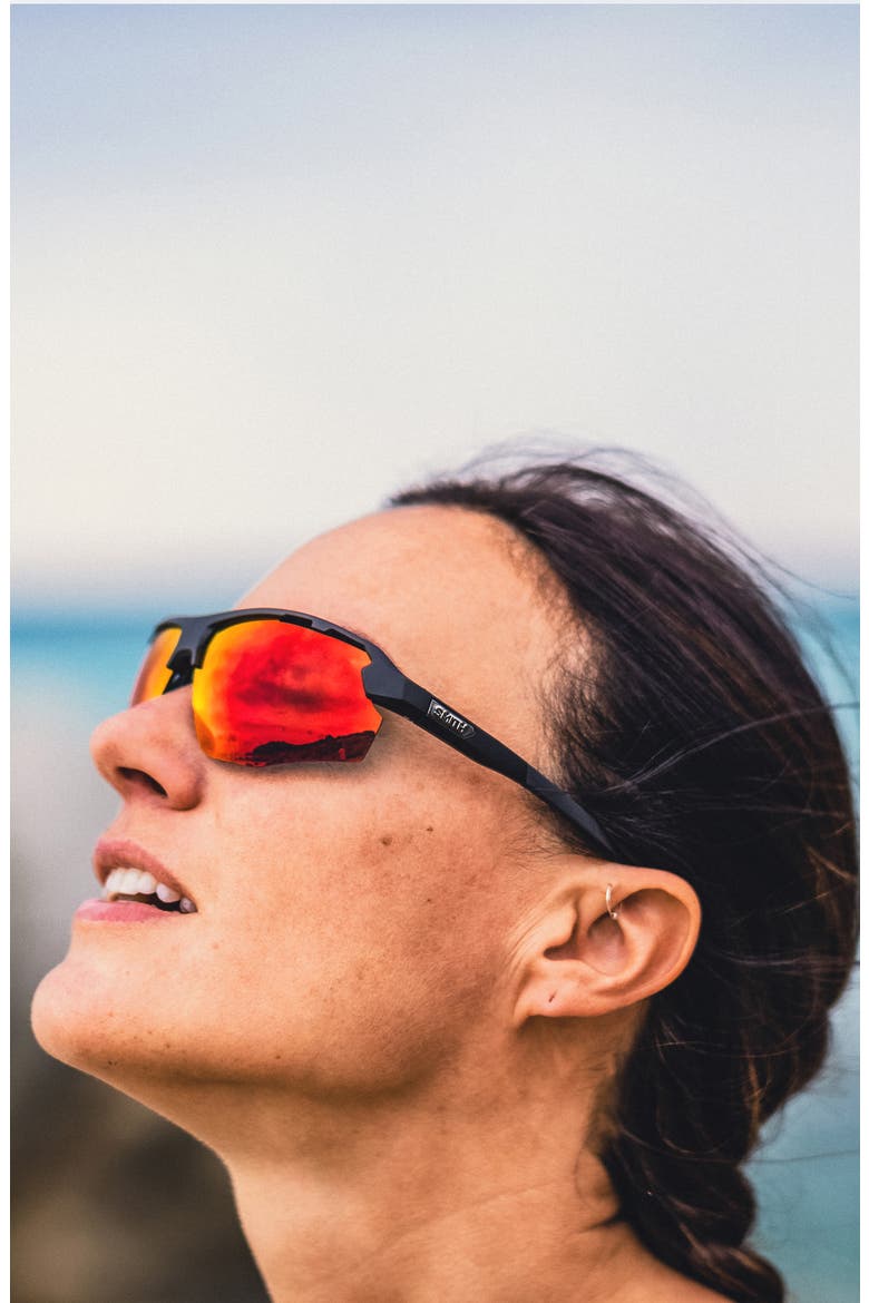Resolve 70mm ChromaPop™ Oversize Shield Sunglasses, Alternate, color, MATTE BLACK / RED MIRROR