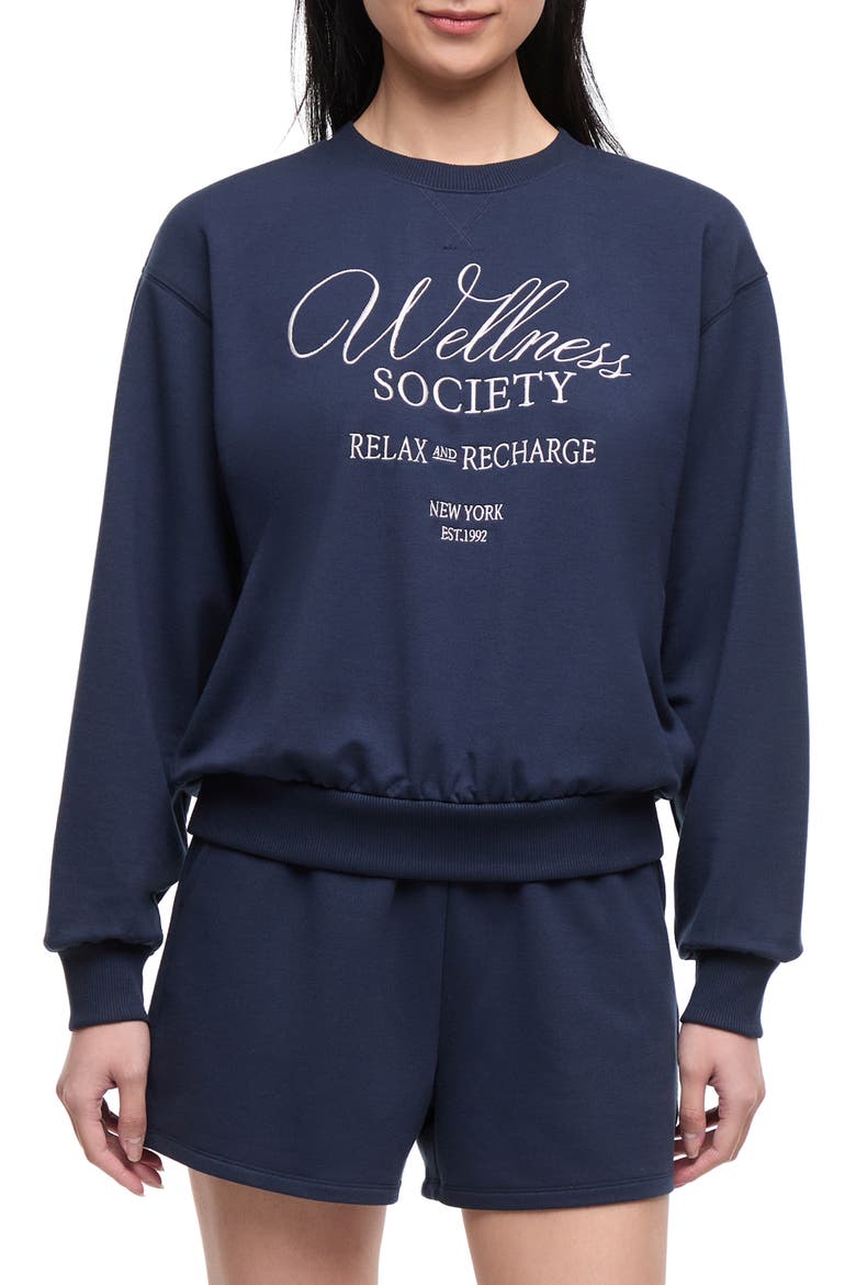 Wellness Society Sleep Sweatshirt & Shorts Set, Main, color, TOTAL ECLIPSE