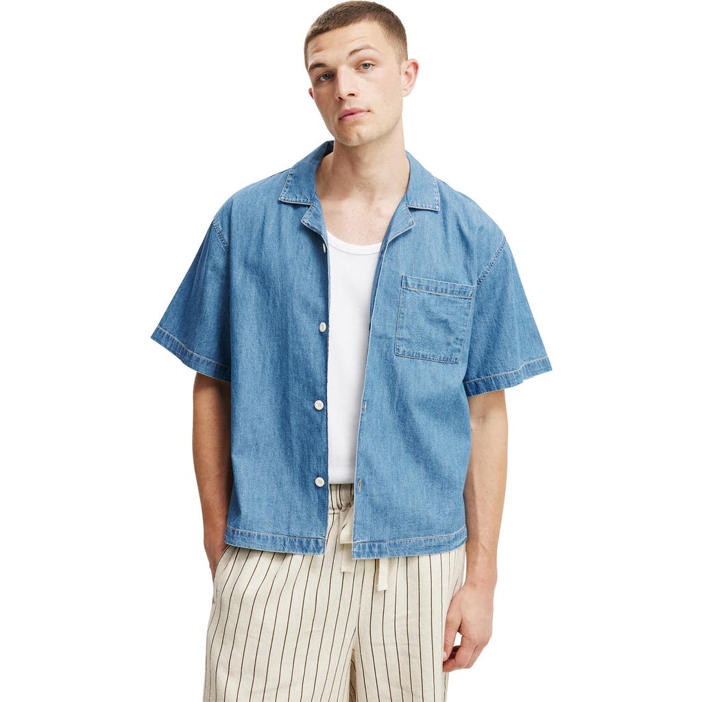 COTTON ON COTTON ON DENIM BOX FIT SHORT SLEEVE SHIRT