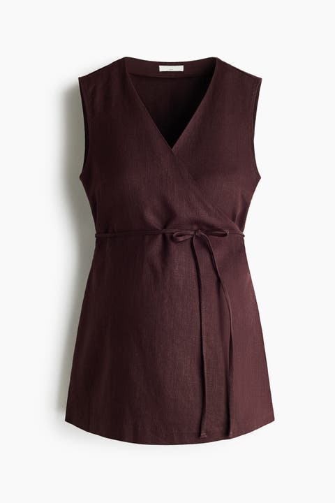 Mama Linen-blend Wrap Top